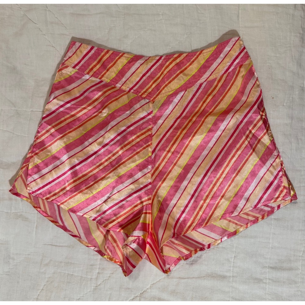 Bodyclothe Collections Intimates Pink Striped Satin Sleep Shorts Small Y2K
